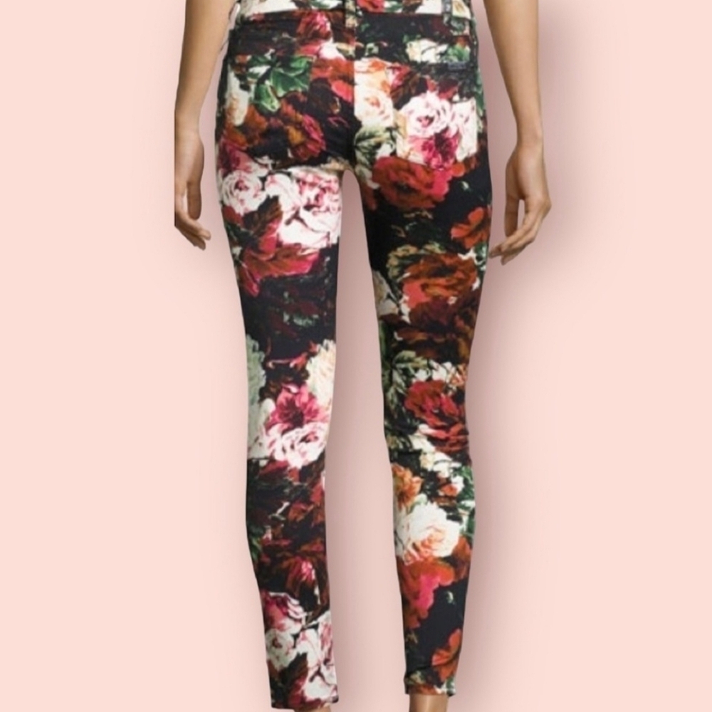 7 For All Mankind Multicolor Floral 5 pocket Pants Women's Sz 28 school date - Picture 2 of 7